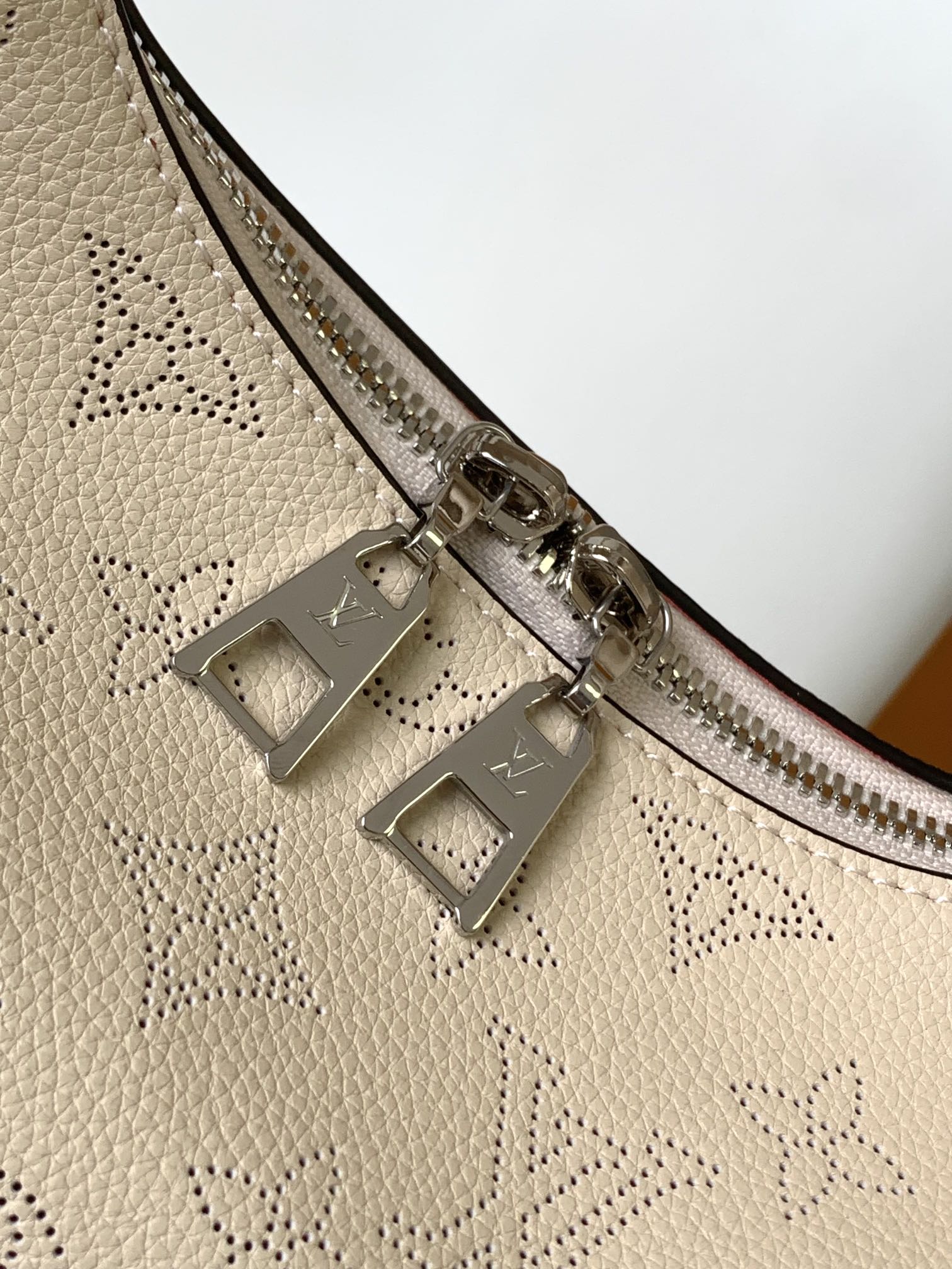 Louis Vuitton Pink Perforated Leather Hobo Bag with Bow Handle and Chain Strap