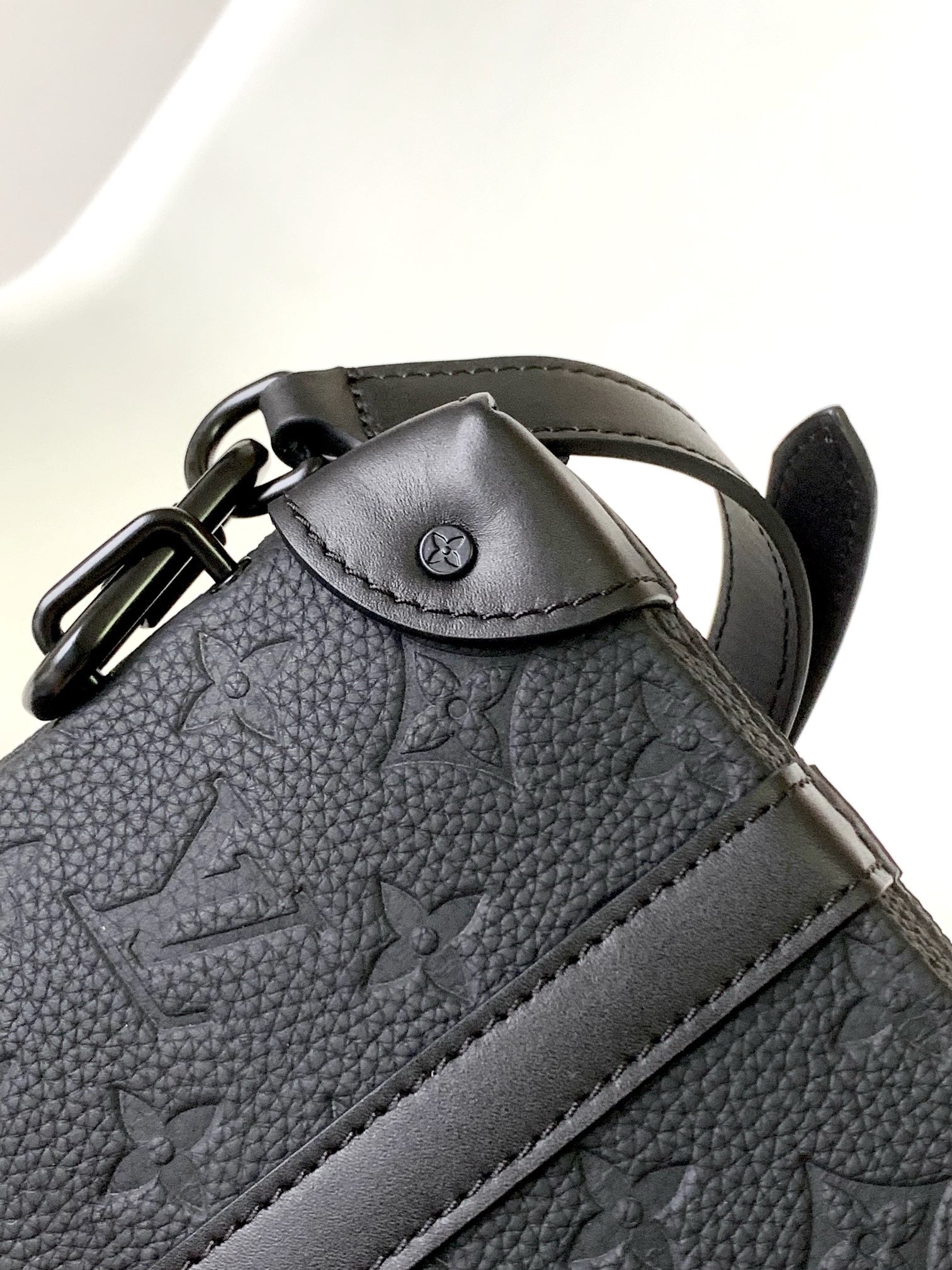 Louis Vuitton Matte Black Embossed Pattern Leather Trunk Crossbody Bag