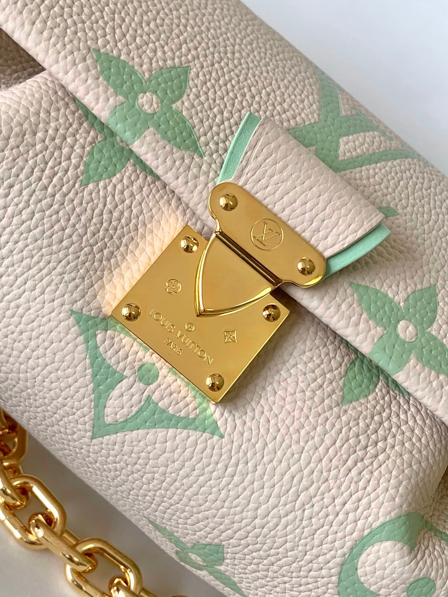 Louis Vuitton Monogram Empreinte Easy Pouch on Strap - Cream &amp; Green