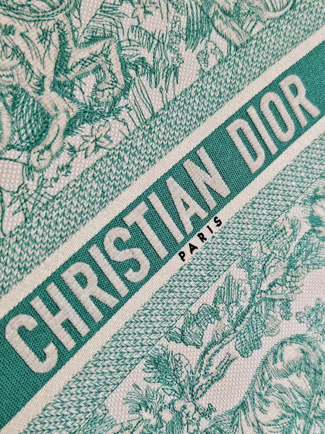 Dior Green Floral Toile de Jouy Canvas Tote Bag Top Handle Shopper