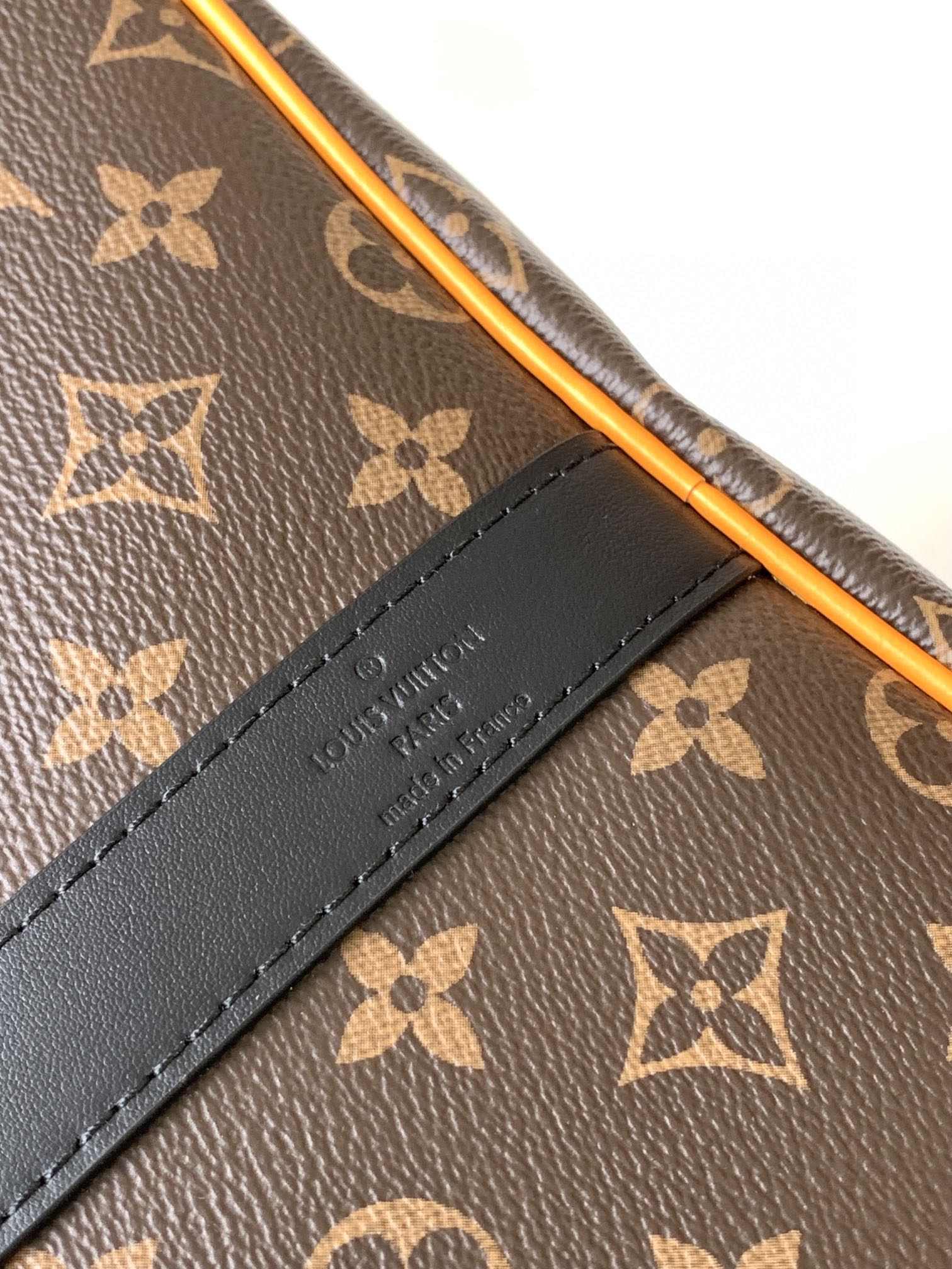 Louis Vuitton Classic Monogram Canvas Travel Duffle Bag with Orange Straps