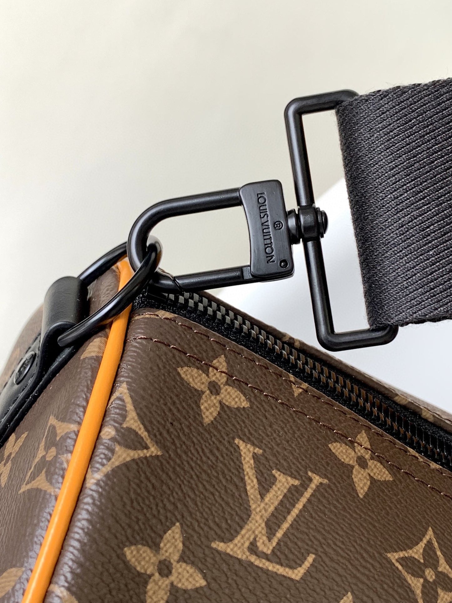 Louis Vuitton Classic Monogram Canvas Travel Duffle Bag with Orange Straps