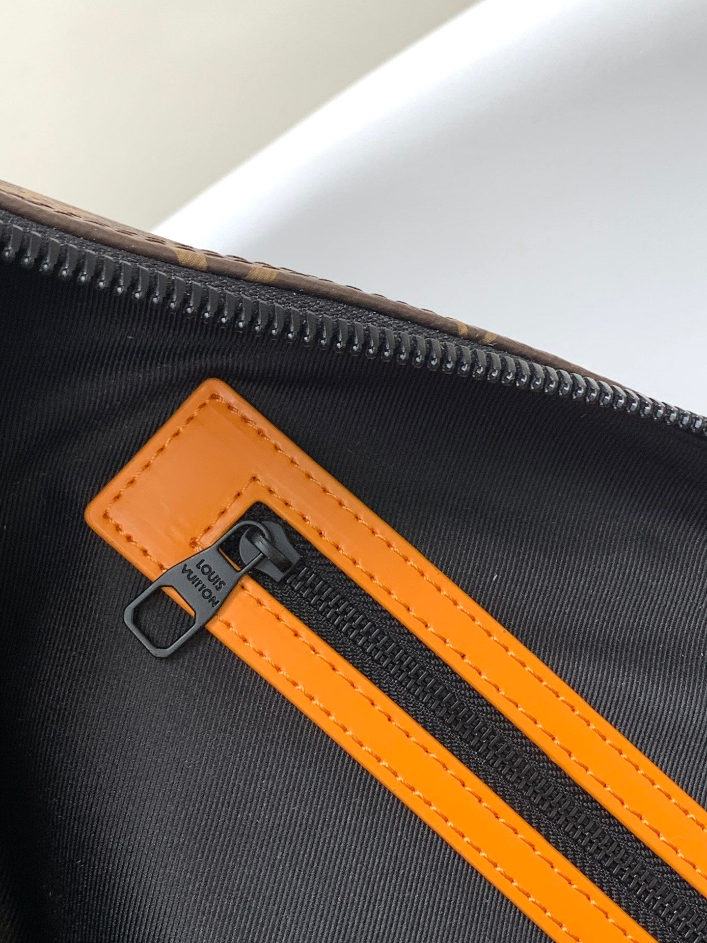Louis Vuitton Luxury Monogram Canvas Travel Duffle Bag with Orange Straps