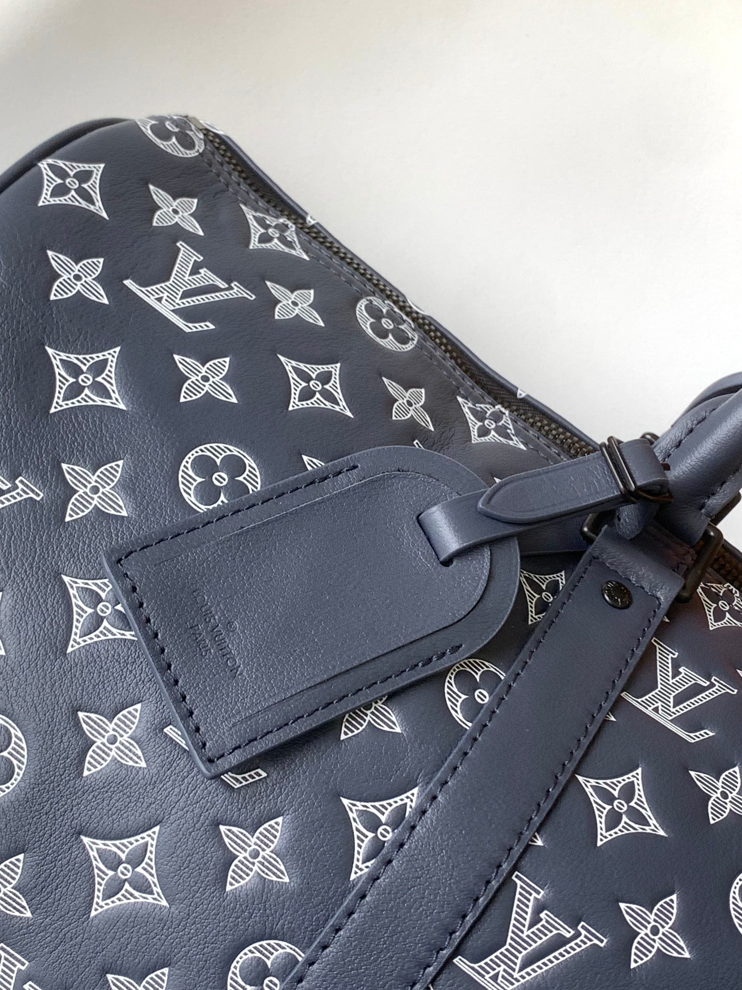 Louis Vuitton Navy Blue Monogram Canvas Travel Duffle Bag with Shoulder Strap