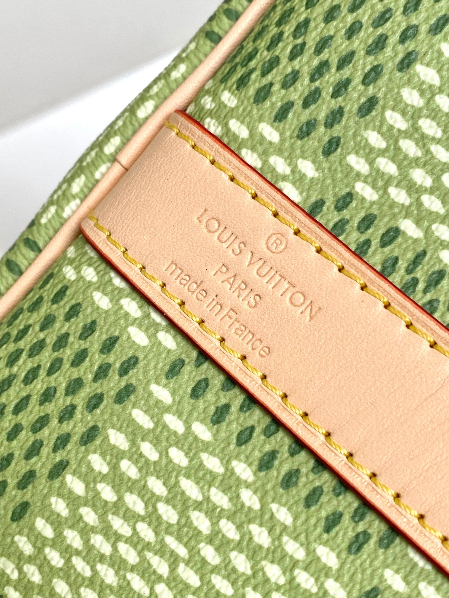 Louis Vuitton Green Checkerboard Canvas Travel Duffle Bag with Leather Straps
