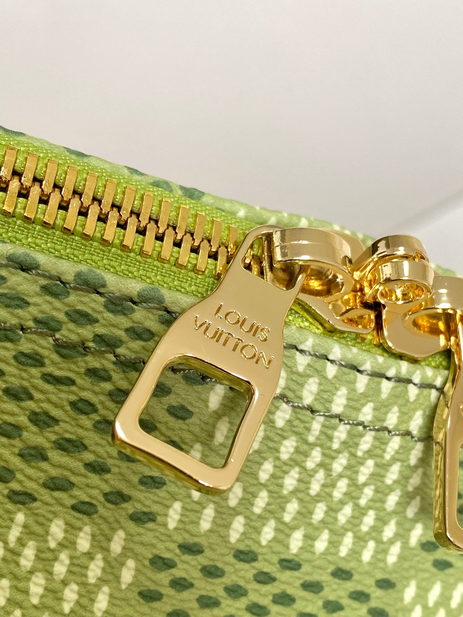 Louis Vuitton Green Checkerboard Canvas Travel Duffle Bag with Leather Straps