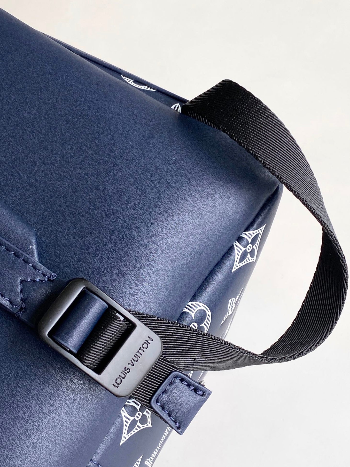 Louis Vuitton Classic Monogram Navy Blue Canvas Backpack with Front Pocket