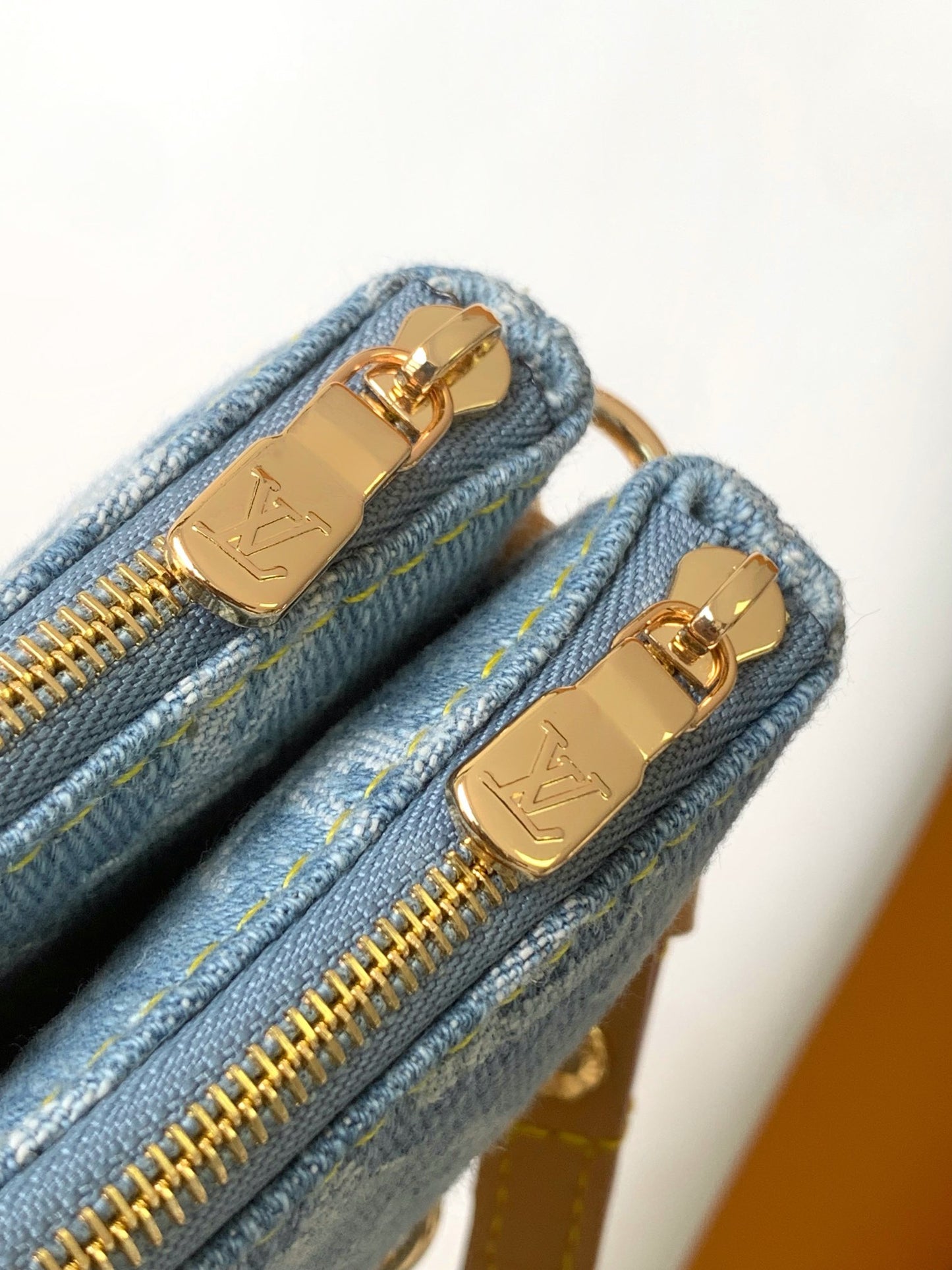 Louis Vuitton Vintage Monogram Denim Shoulder Bag with Gold Chain Strap