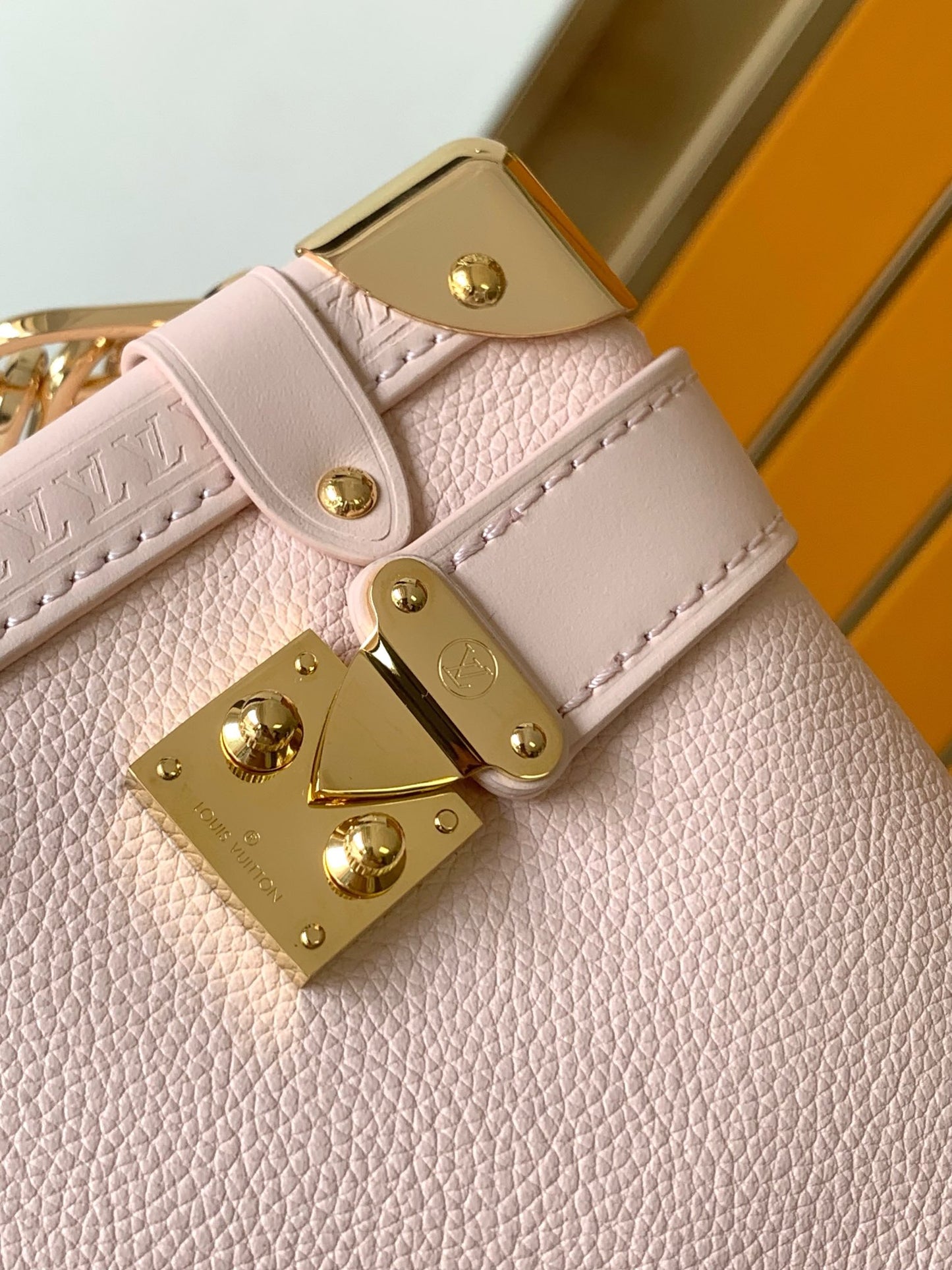 Louis Vuitton Blush Pink Leather Trunk Shoulder Bag with Gold Hardware