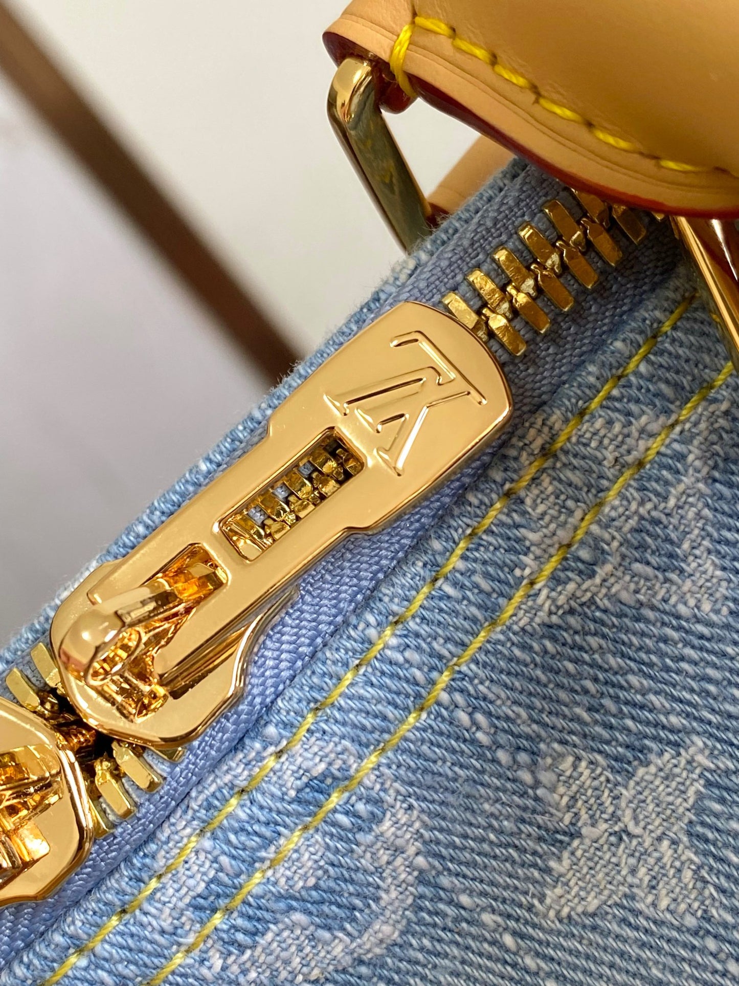 Louis Vuitton Light Blue Monogram Travel Duffle Bag with Tan Leather Trim