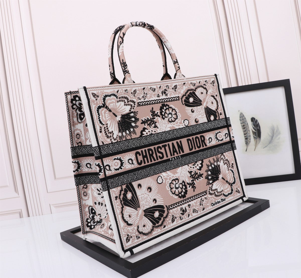 Dior Butterfly Embroidered Canvas Tote Bag Luxury Floral Handbag