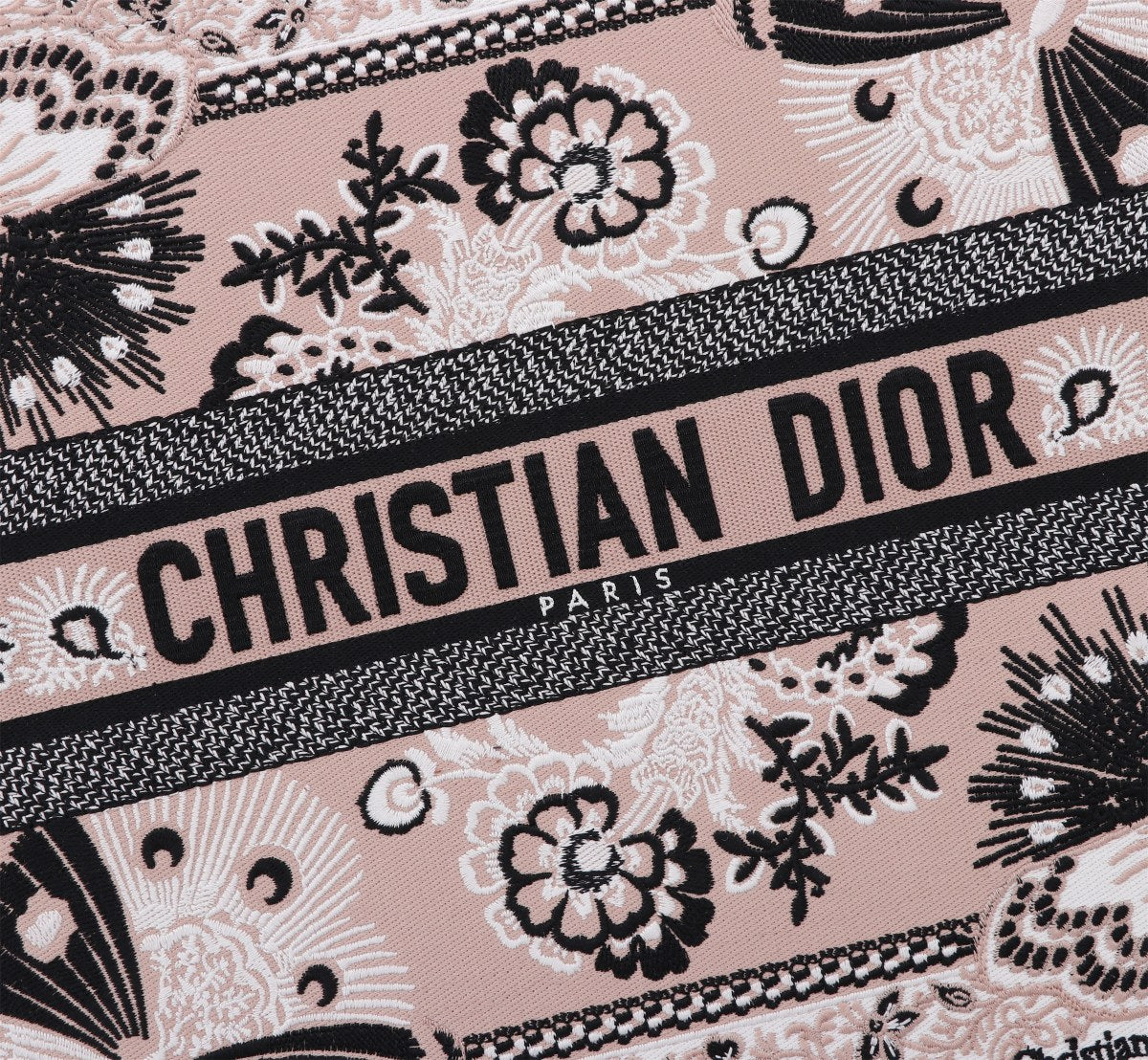 Dior Embroidered Butterfly and Floral Canvas Top Handle Tote Bag