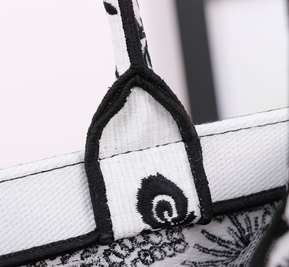 Dior Black and White Butterfly Print Embroidered Canvas Tote Bag