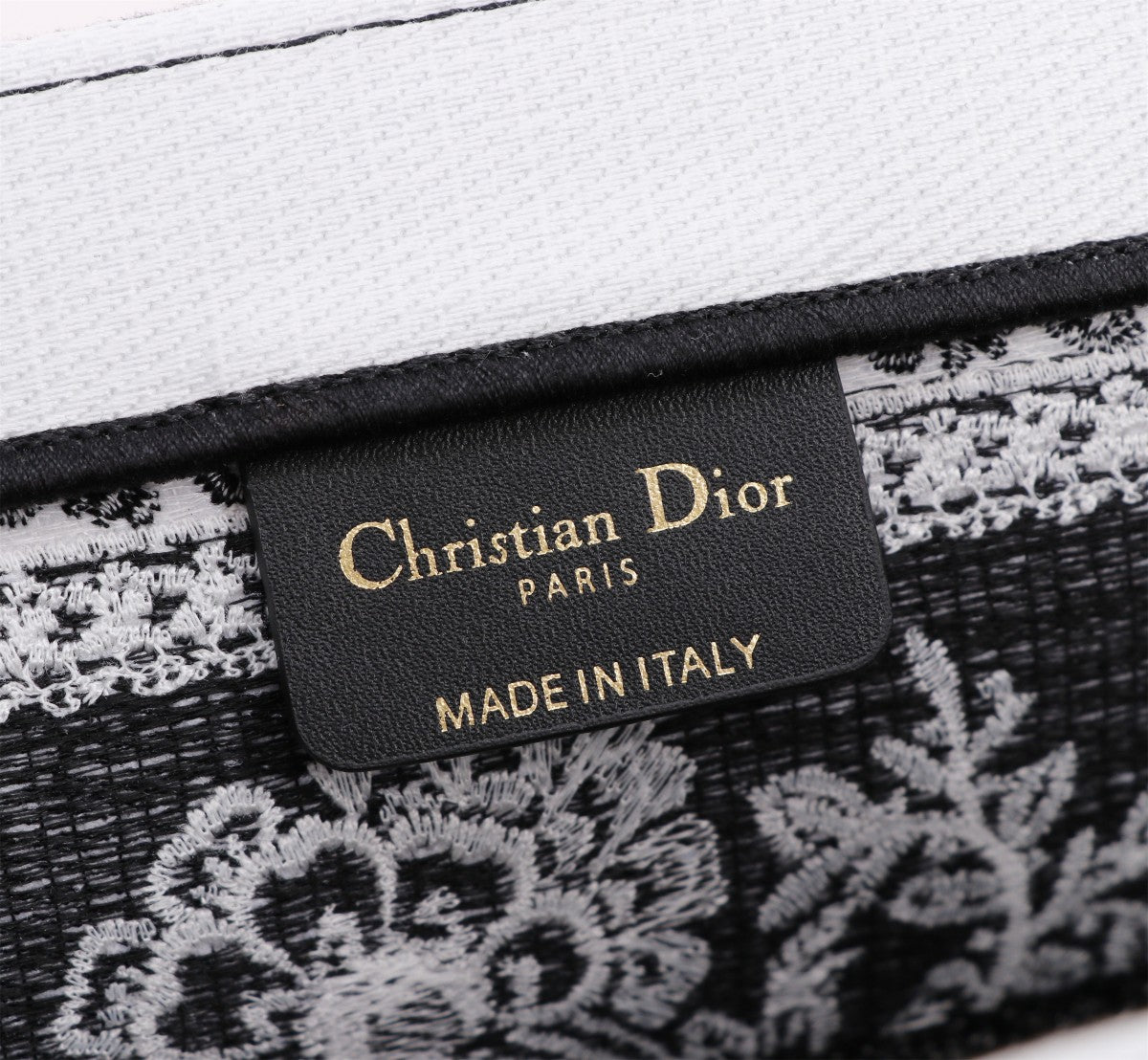 Dior Black and White Butterfly Print Embroidered Canvas Tote Bag