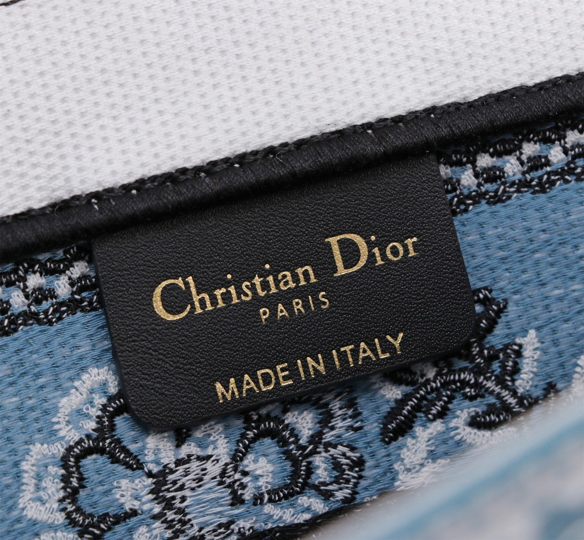 Dior Vintage Blue Floral Embroidered Tote Bag Structured Handbag