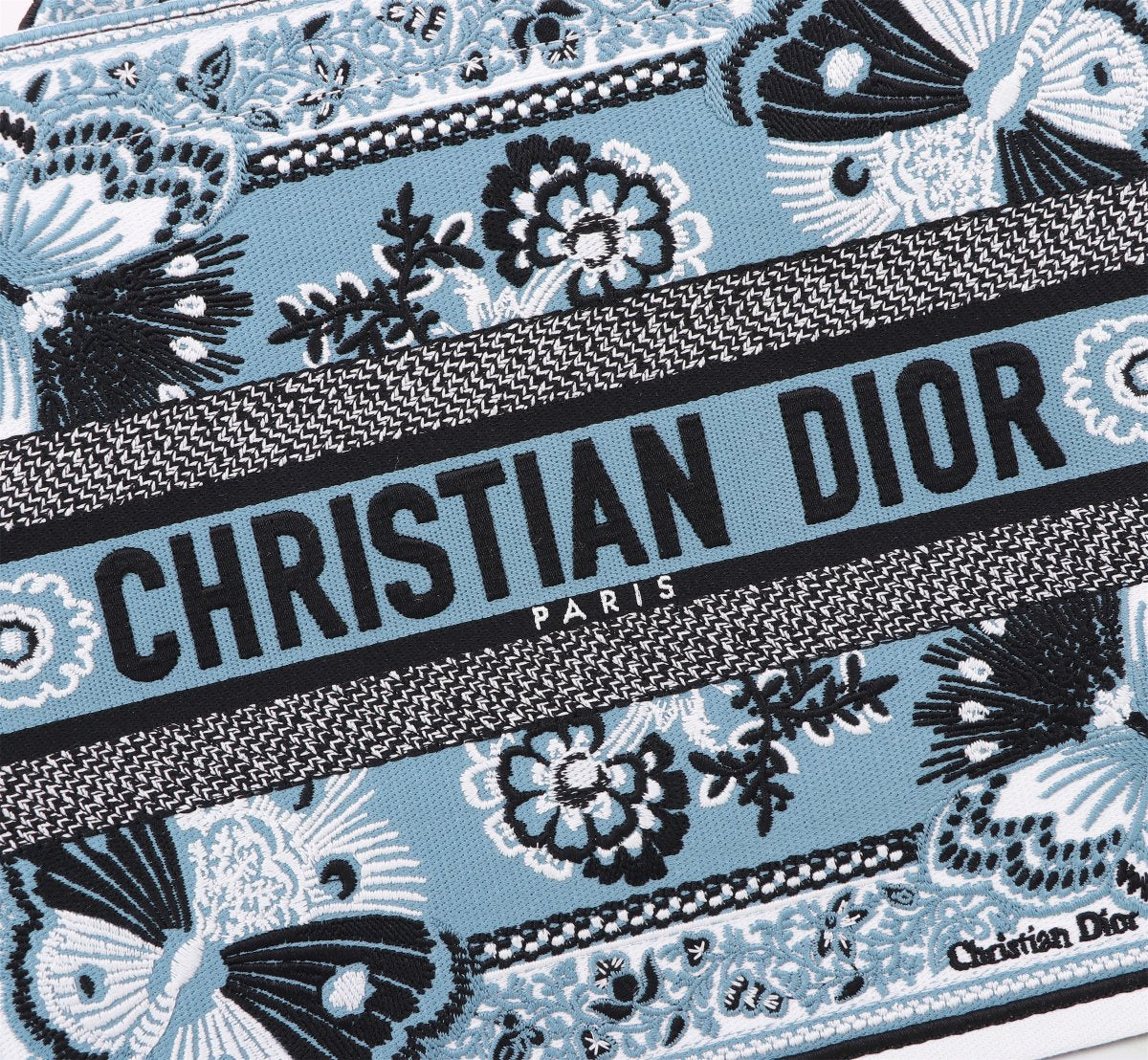 Christian Dior Medium Book Tote - Blue Butterfly Printed Canvas