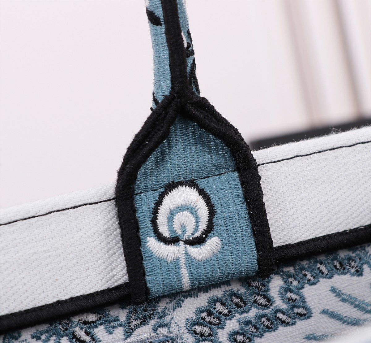 Dior Blue Butterfly Embroidered Canvas Tote Bag with Top Handles