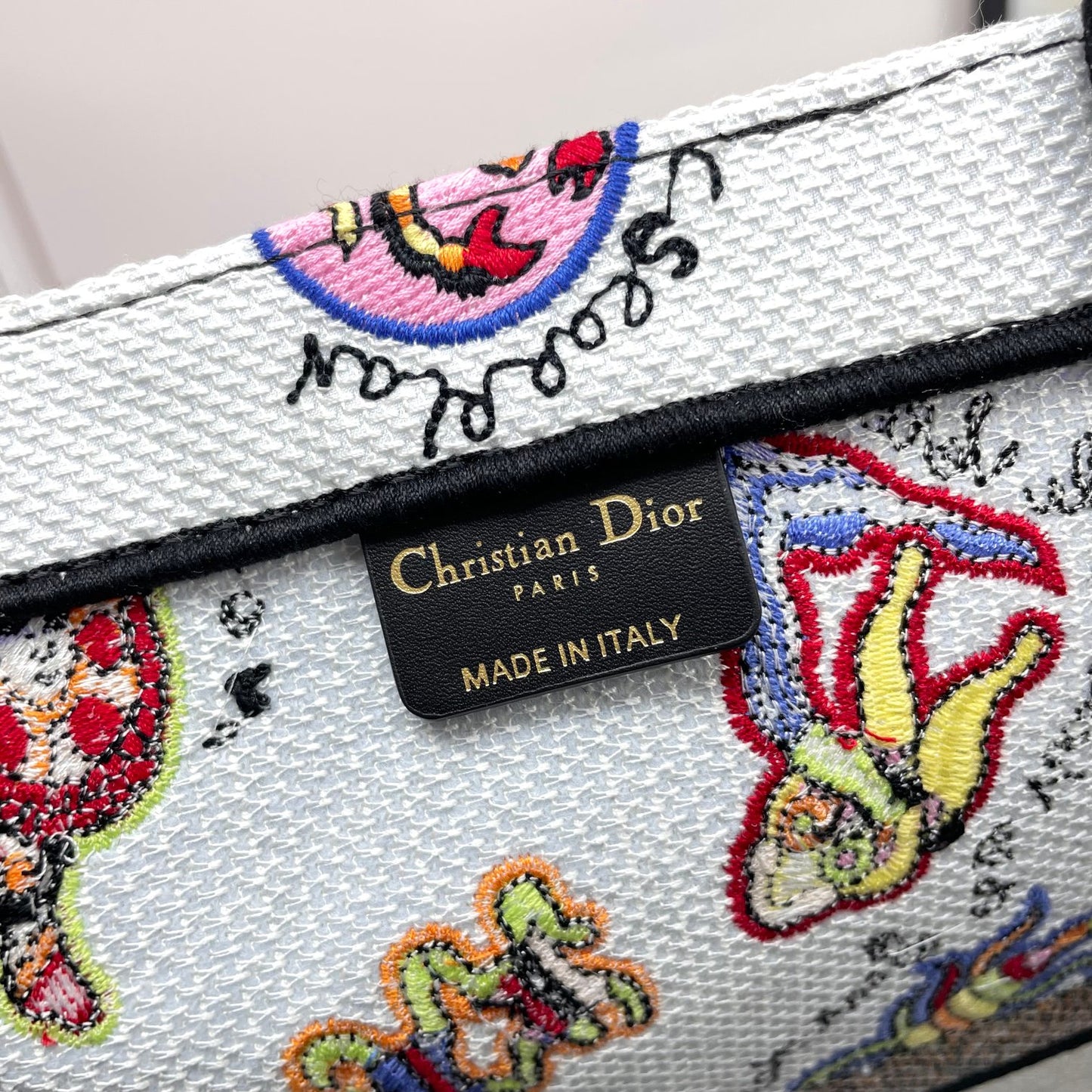 Christian Dior Book Tote Bag with Multi-Color Animal Illustration Pattern
