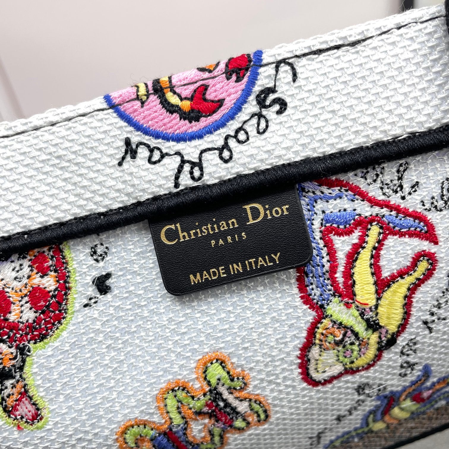 Christian Dior Book Tote Bag with Multi-Color Animal Illustration Pattern