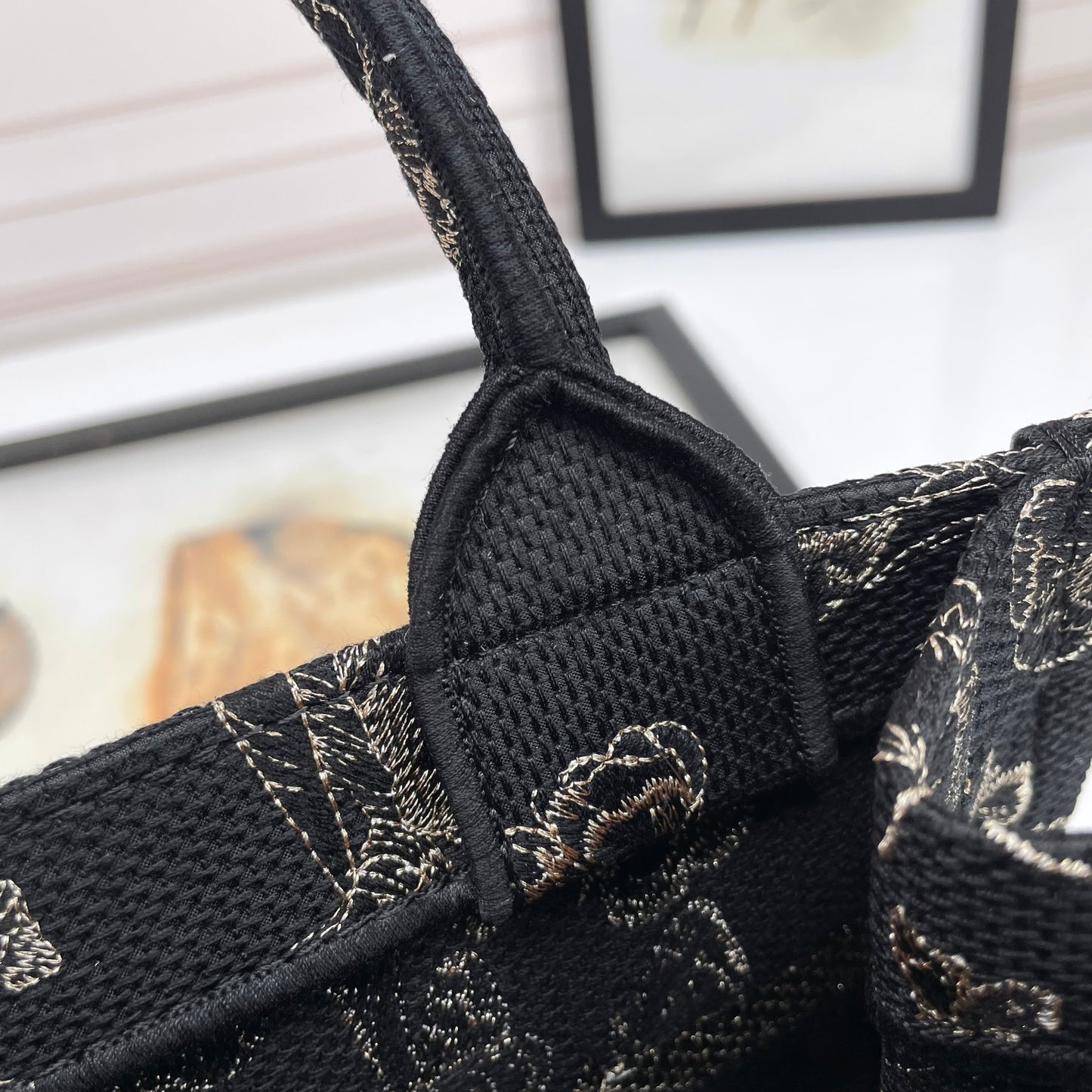 Christian Dior Small Book Tote - Black and White Butterfly Around the World Embroidery
