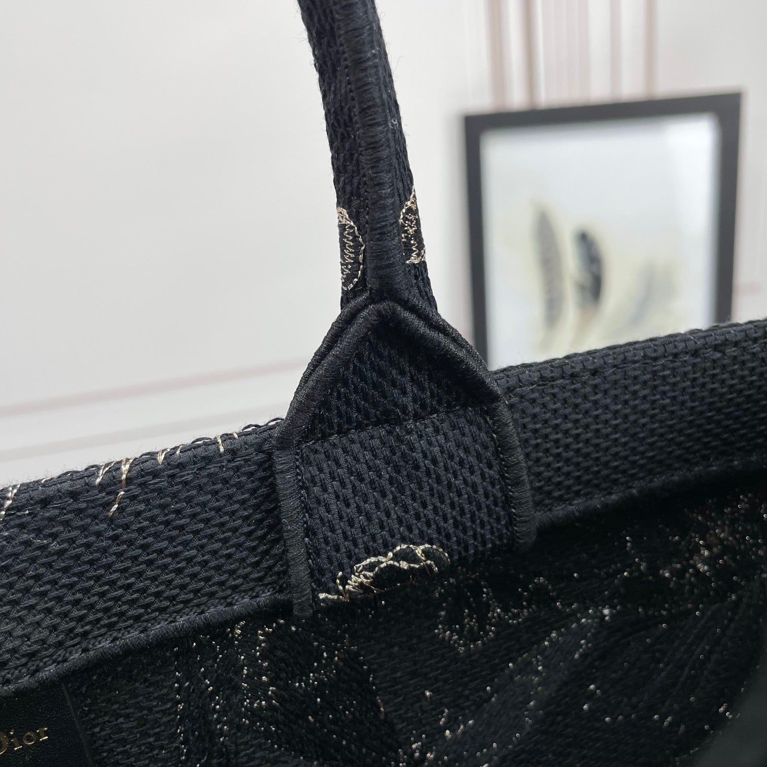 Dior Luxury Butterfly Embroidered Canvas Tote Bag with Top Handles
