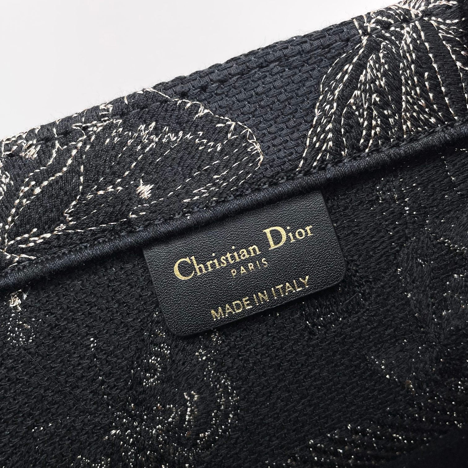 Dior Black and White Embroidered Butterfly Floral Canvas Tote Bag