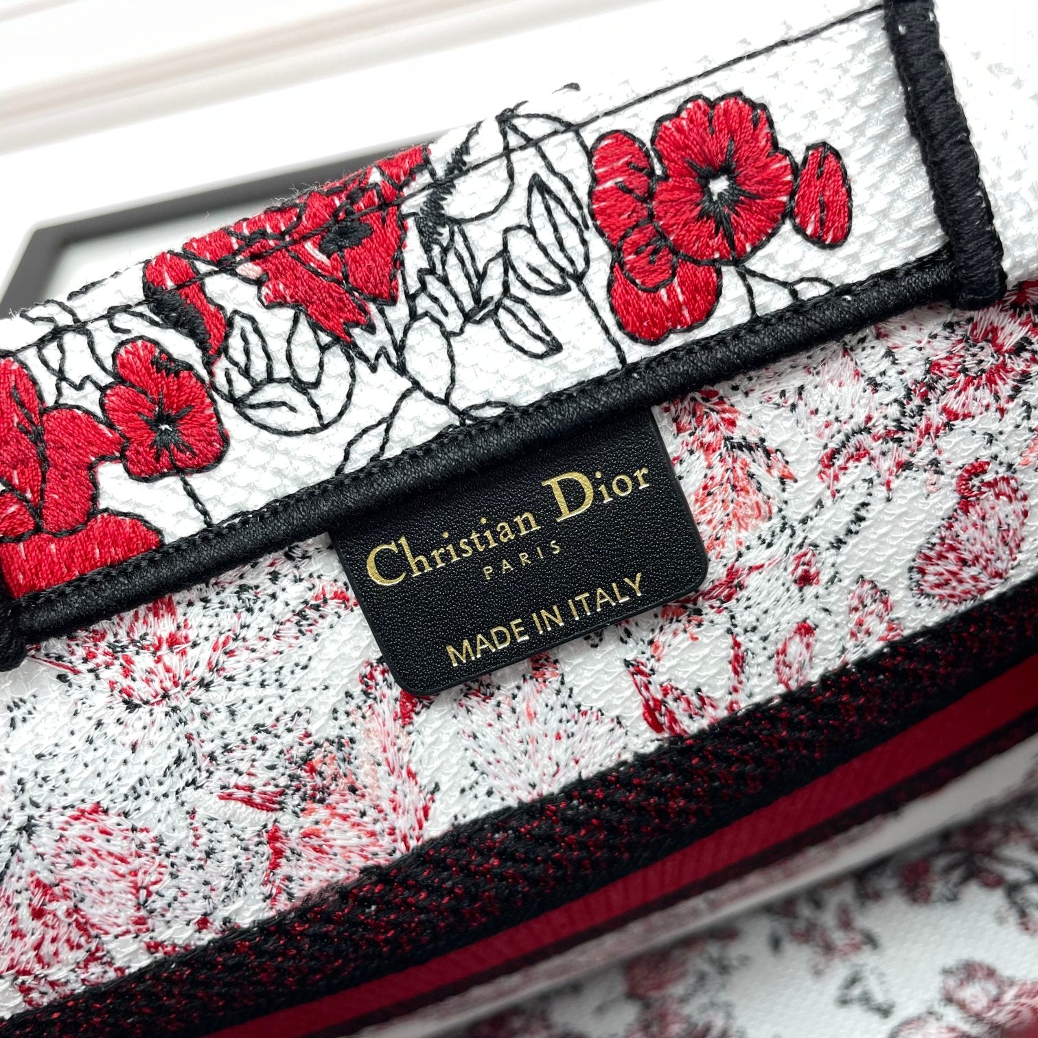 Christian Dior Book Tote - Heart Pattern Canvas Bag - Red and White