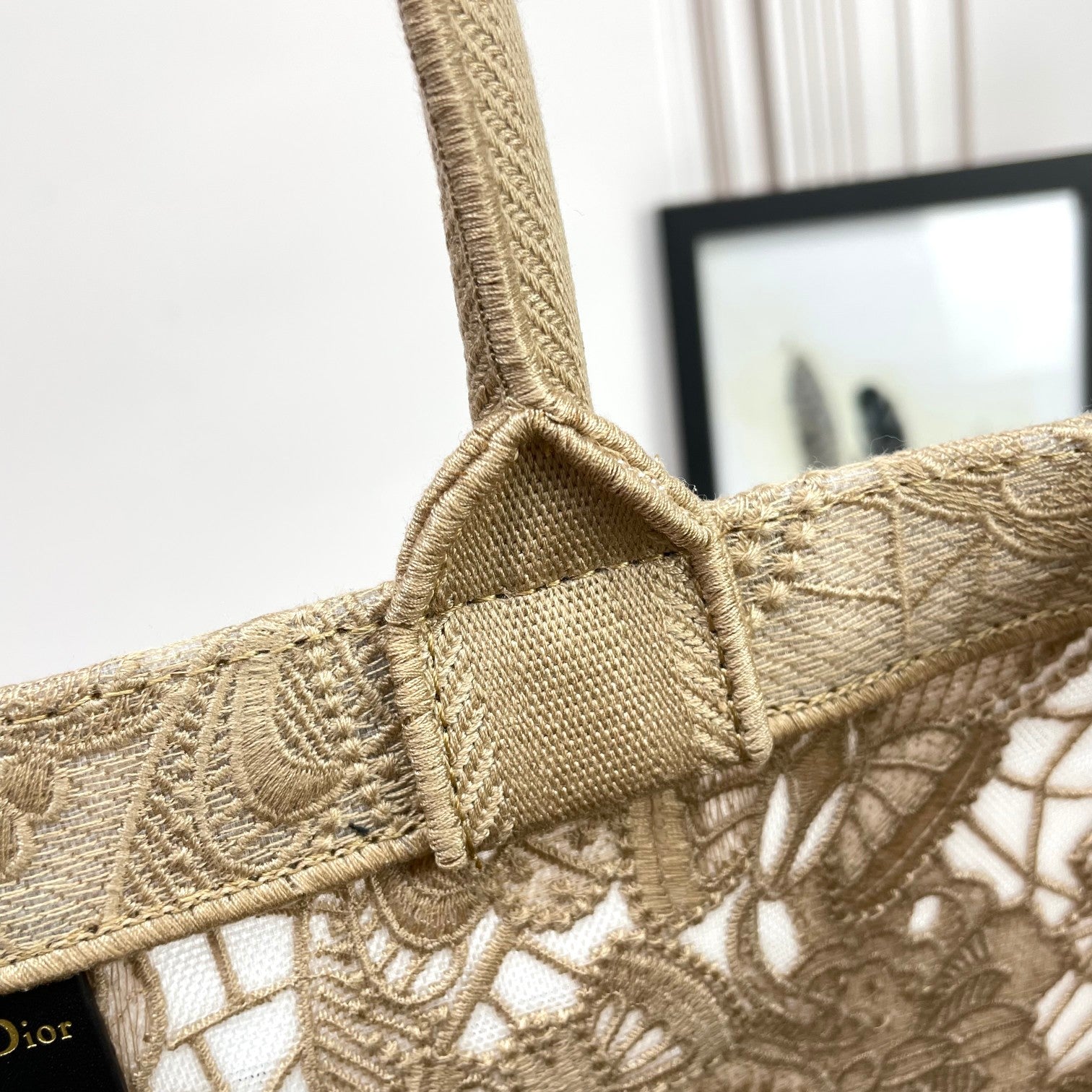 Christian Dior Medium Book Tote - Beige Embroidered Canvas Handbag