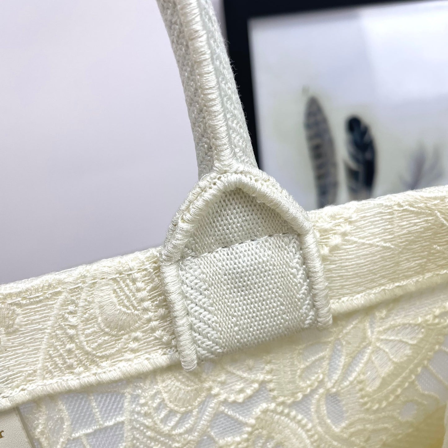 Christian Dior White Embroidered Book Tote Bag