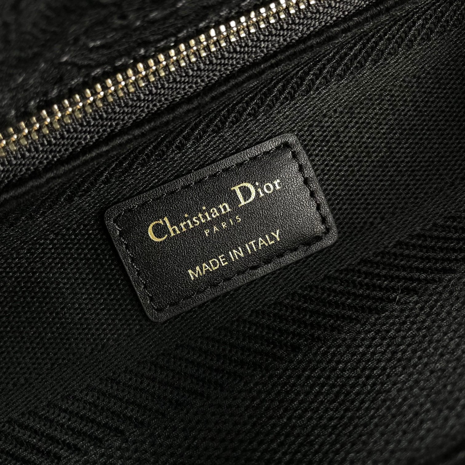 Dior Classic Black Embroidered Canvas Tote Bag with Top Handle