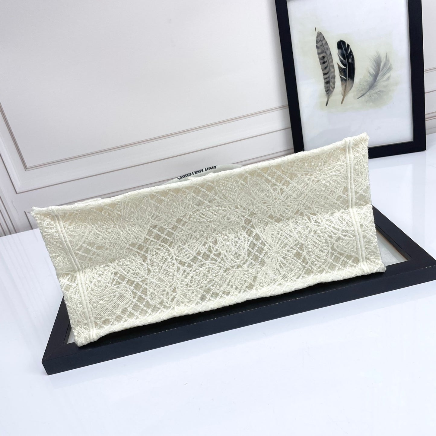 Christian Dior Medium Book Tote - White Butterfly Embroidery Canvas