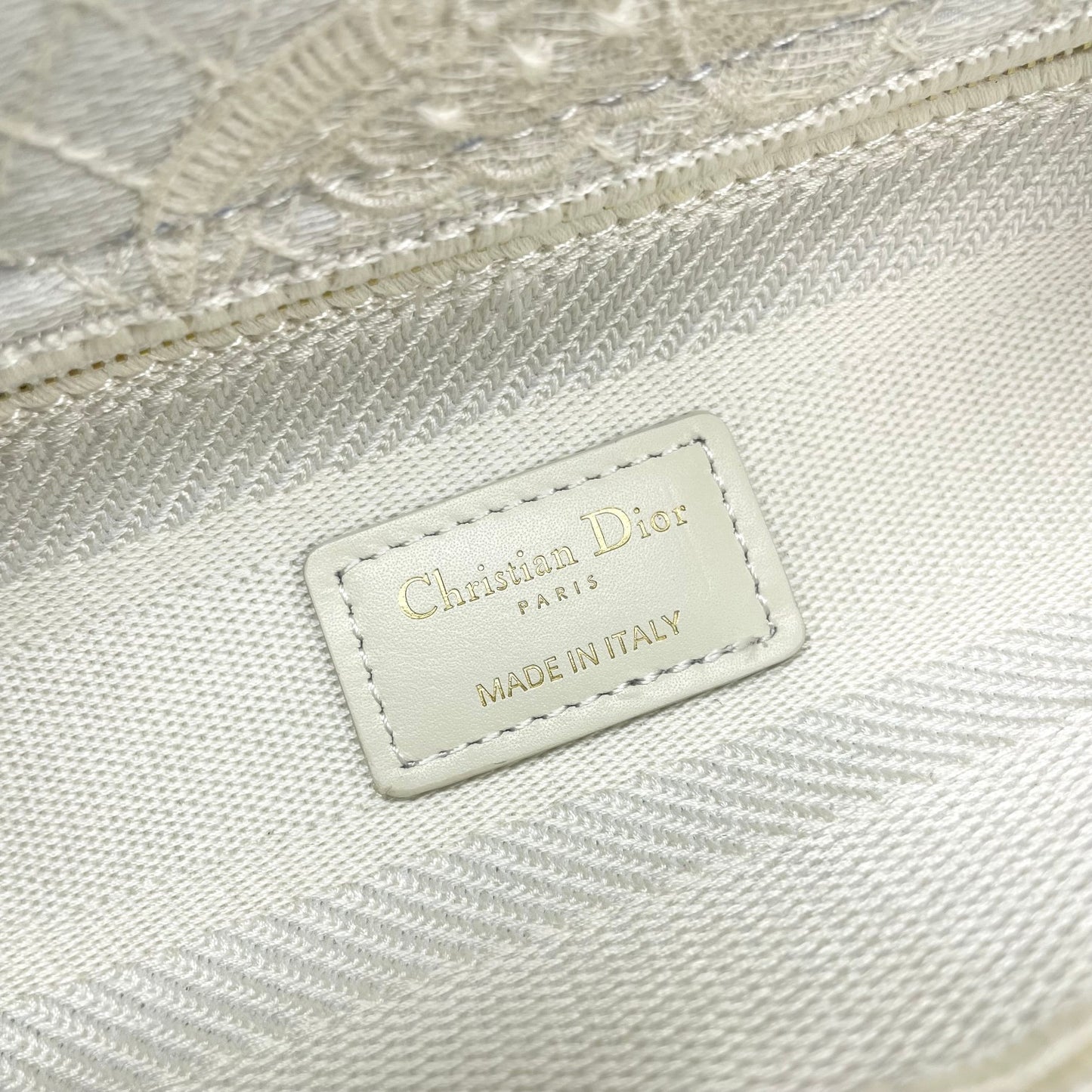 Dior Off-White Embroidered Butterfly Top Handle Handbag with Strap