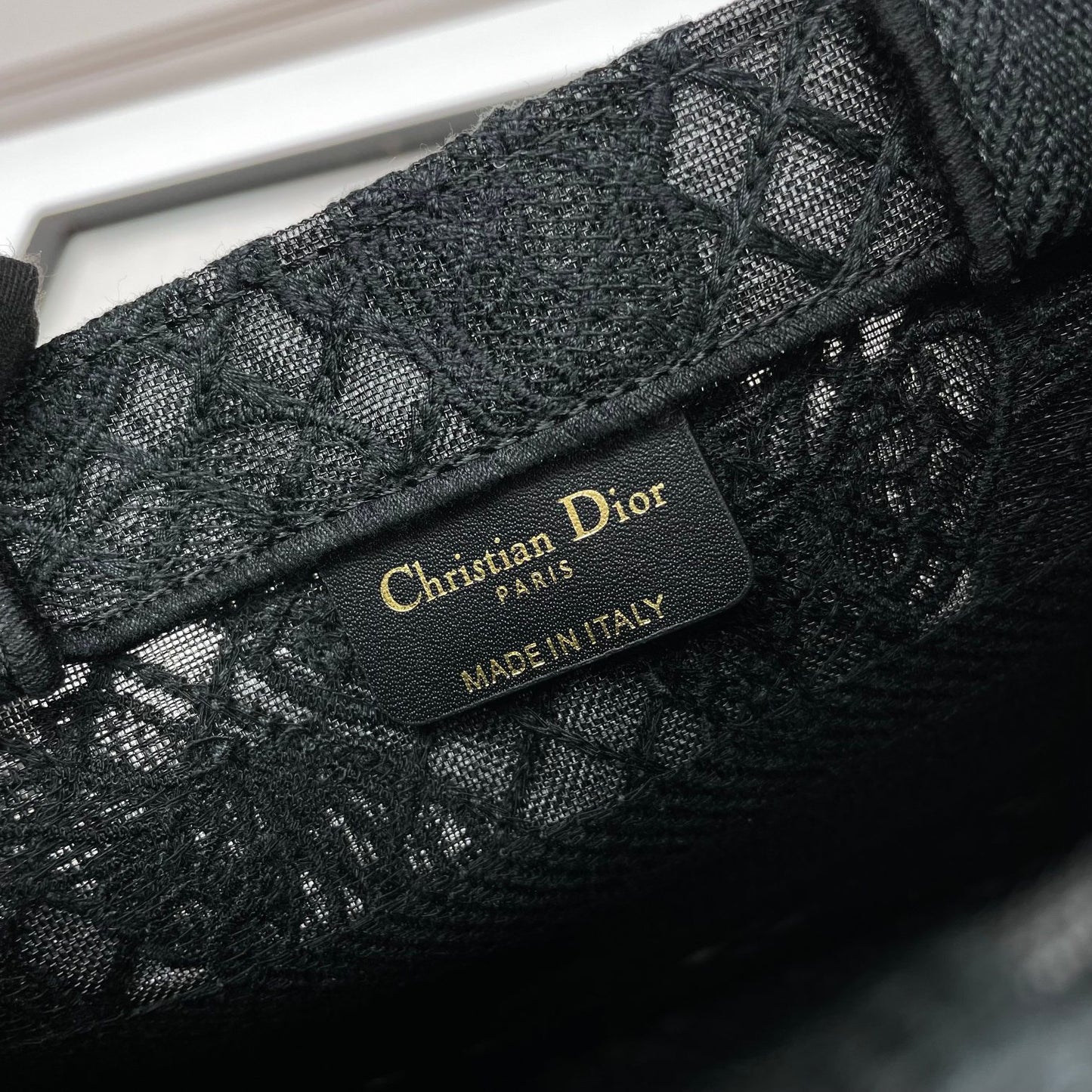Dior Elegant Black Embroidered Butterfly Canvas Tote Handbag