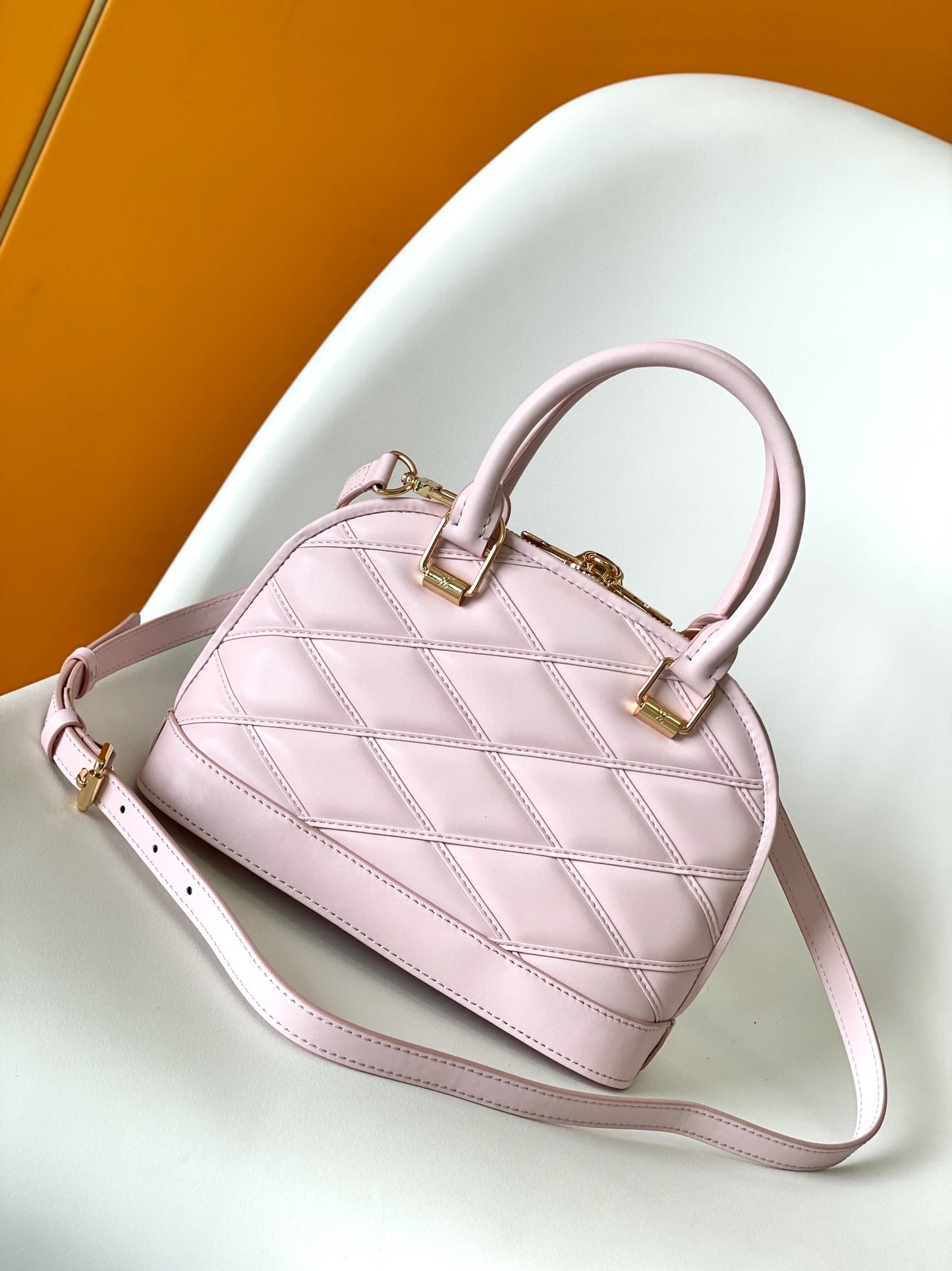 Louis Vuitton Blush Pink Quilted Dome Satchel Handbag with Top Handle
