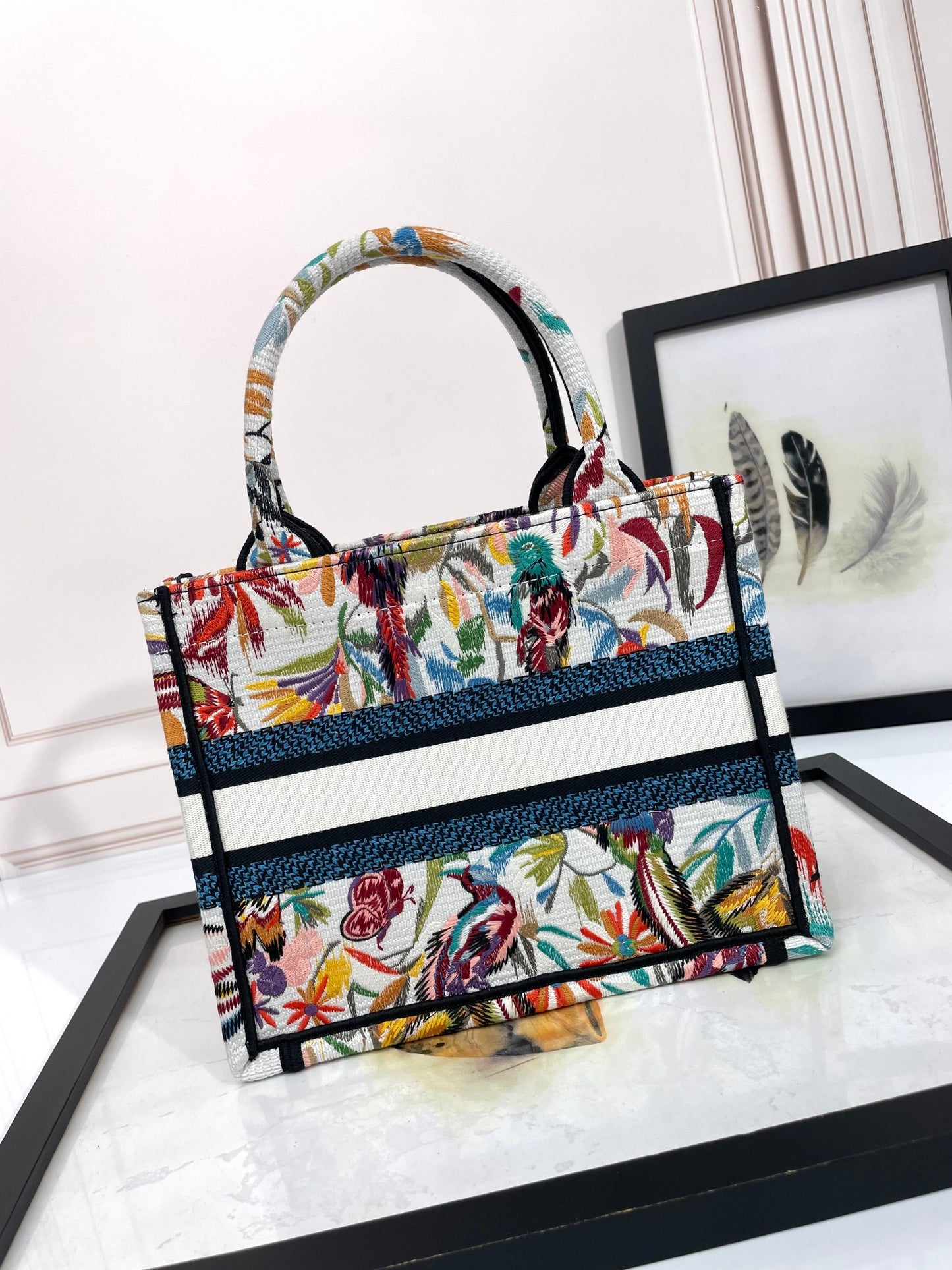 Christian Dior Medium Book Tote Bag - Tropical Floral Embroidered Canvas