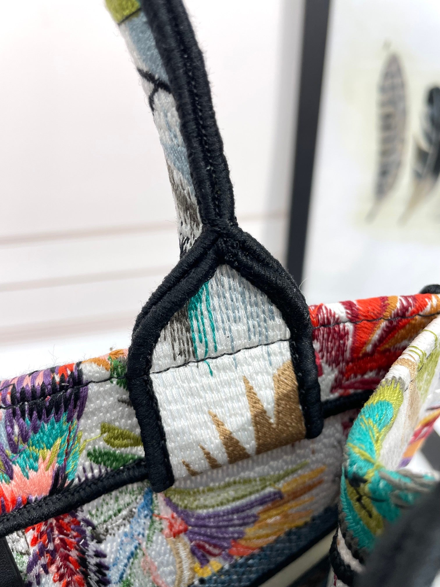 Dior Colorful Tropical Floral Canvas Tote Bag with Top Handles