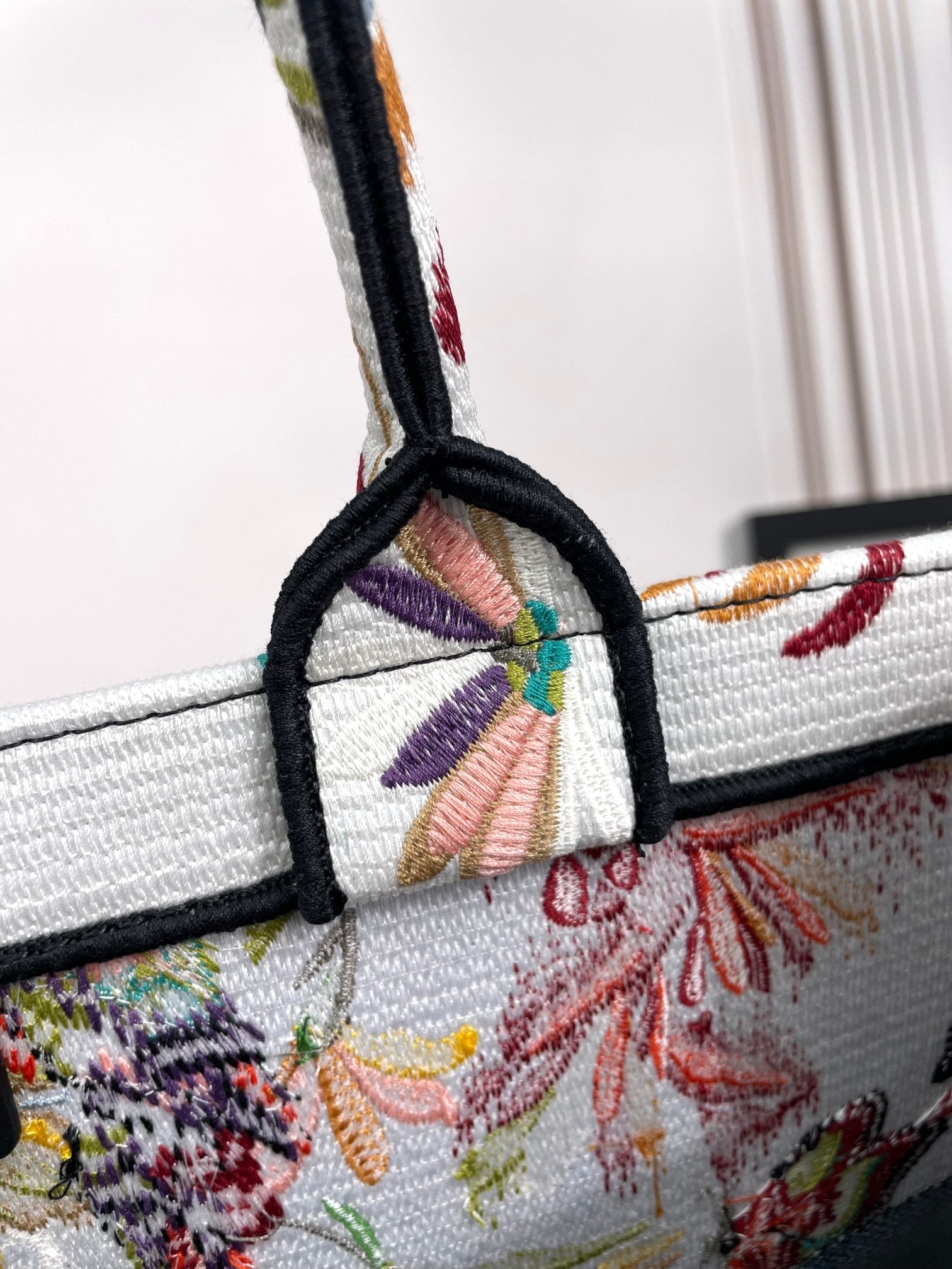 Dior Large Floral Butterfly Embroidered Canvas Tote Bag