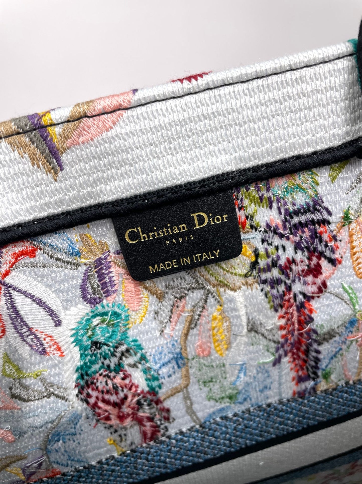 Dior Large Floral Butterfly Embroidered Canvas Tote Bag