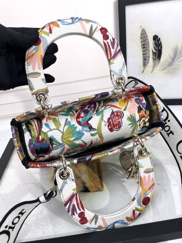 Dior Elegant Multicolor Floral Canvas Handbag with Matching Strap