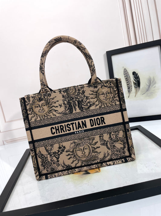 Christian Dior Book Tote Canvas Bag with Celestial Sun Motif