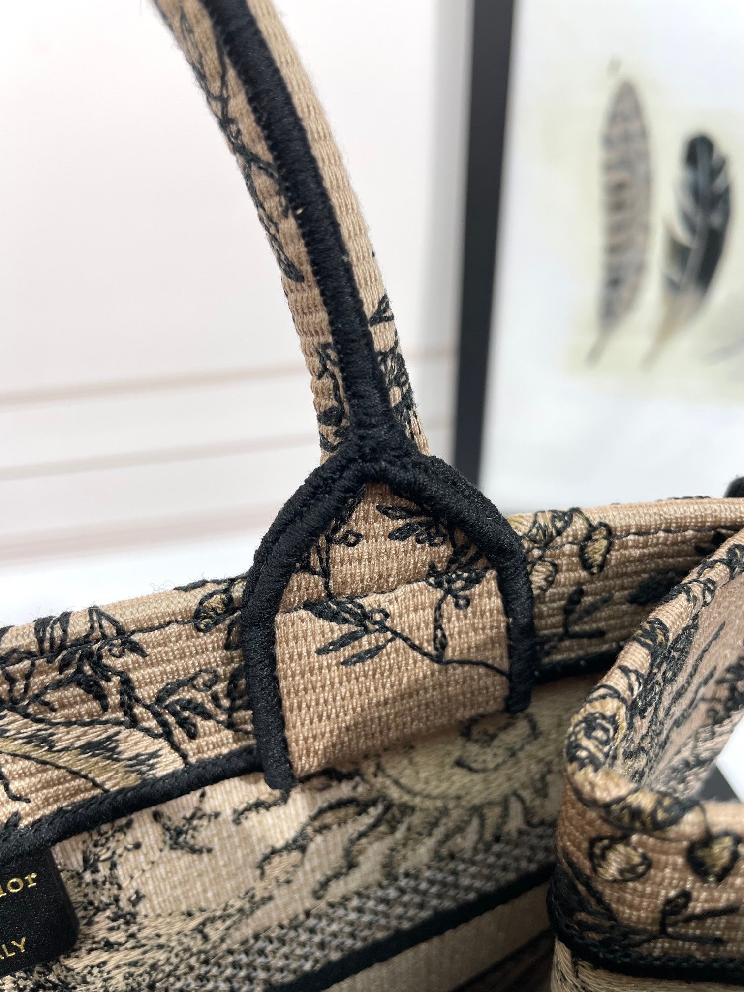Dior Vintage Sun Face Print Canvas Tote Bag Beige Top Handle Handbag