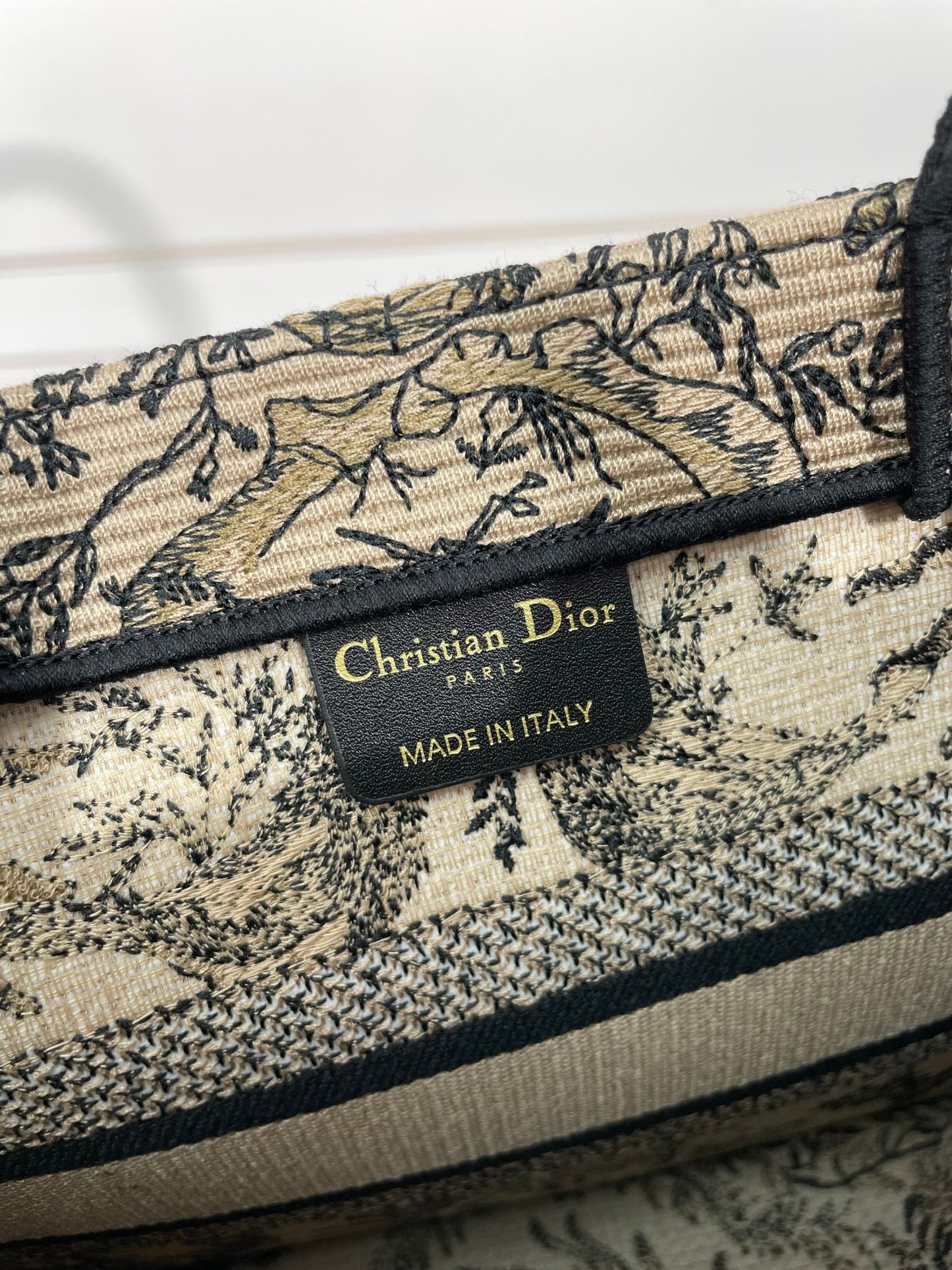 Dior Beige Vintage Celestial Sun Embroidered Canvas Tote Bag