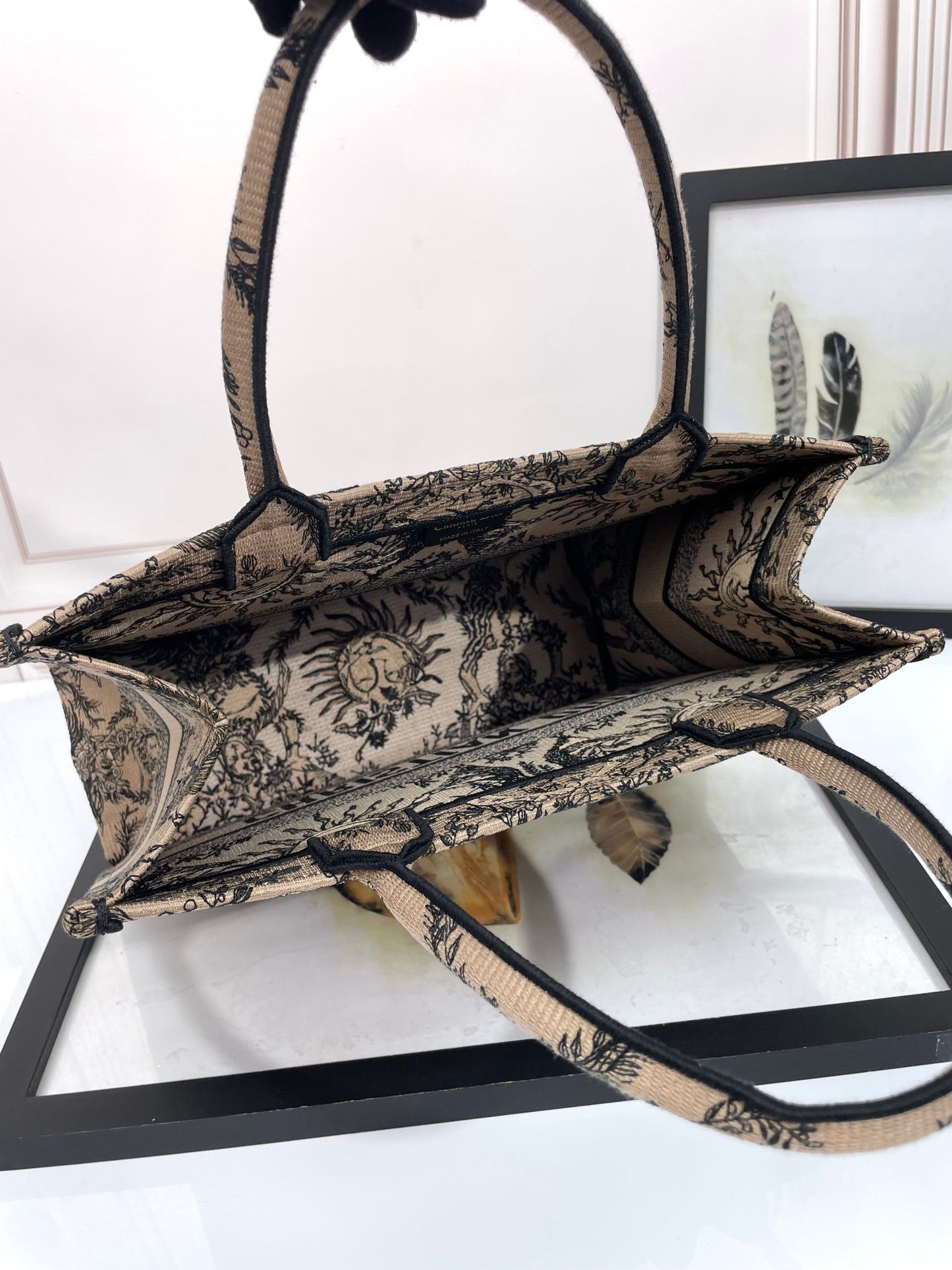 Dior Vintage Celestial Sun Embroidered Canvas Tote Handbag