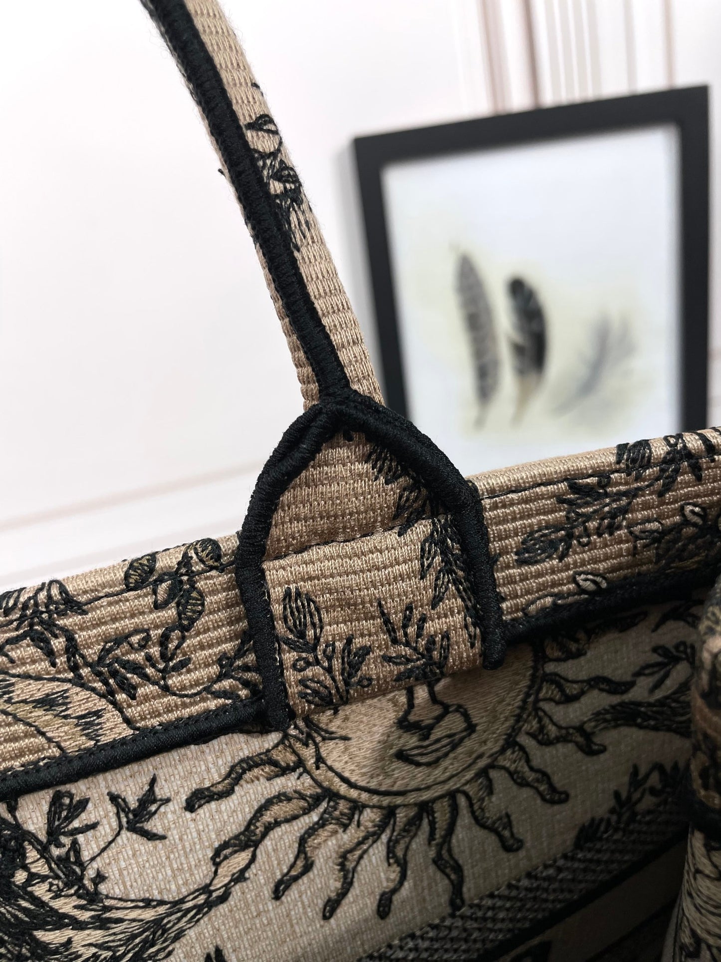 Dior Vintage Celestial Sun Print Canvas Tote Bag with Top Handles