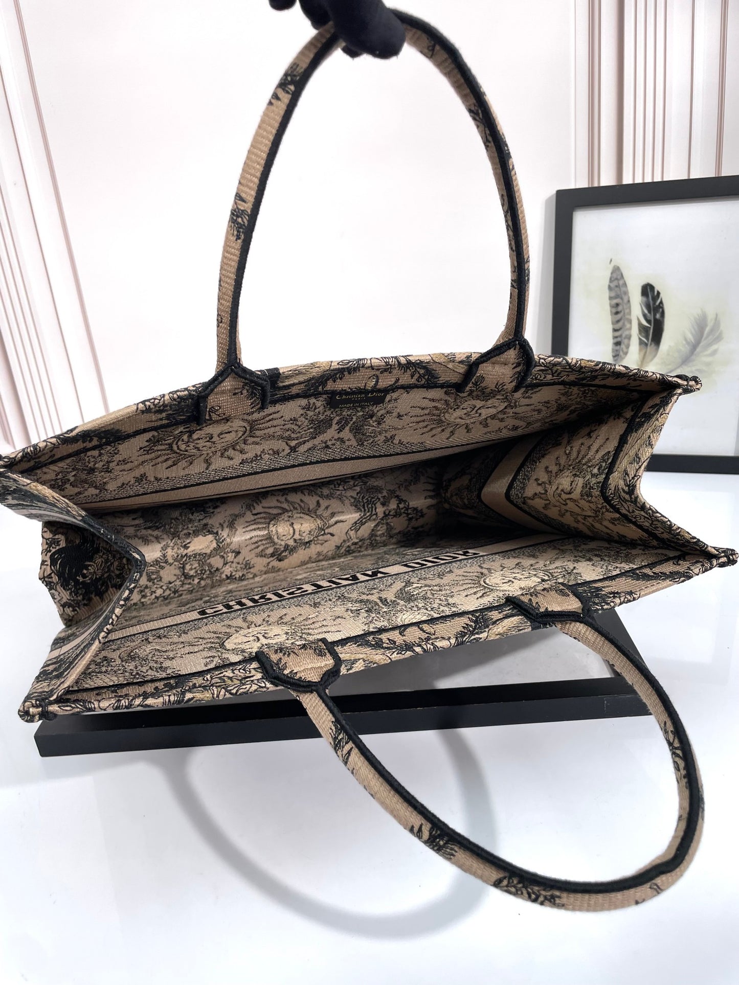 Dior Vintage Astrology Sun Motif Canvas Tote Bag Large Shoulder Purse