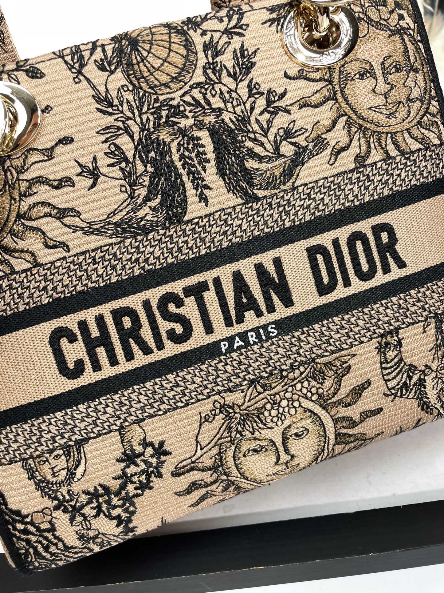 Dior Embroidered Canvas Handbag with Astrological Sun Pattern