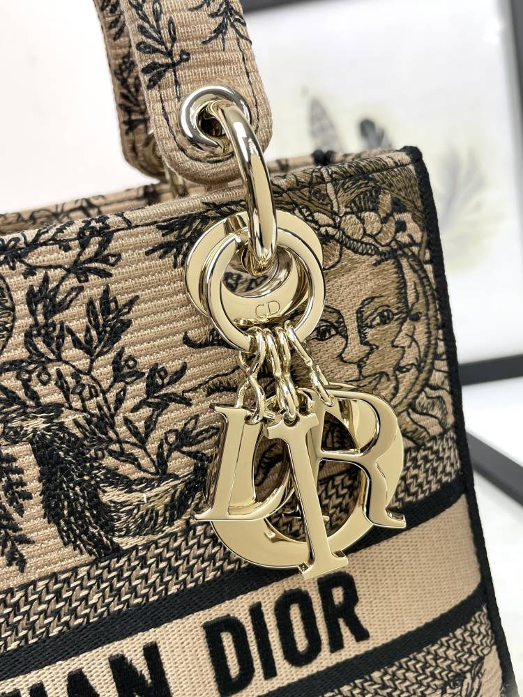 Dior Vintage Celestial Embroidered Canvas Top Handle Shoulder Bag