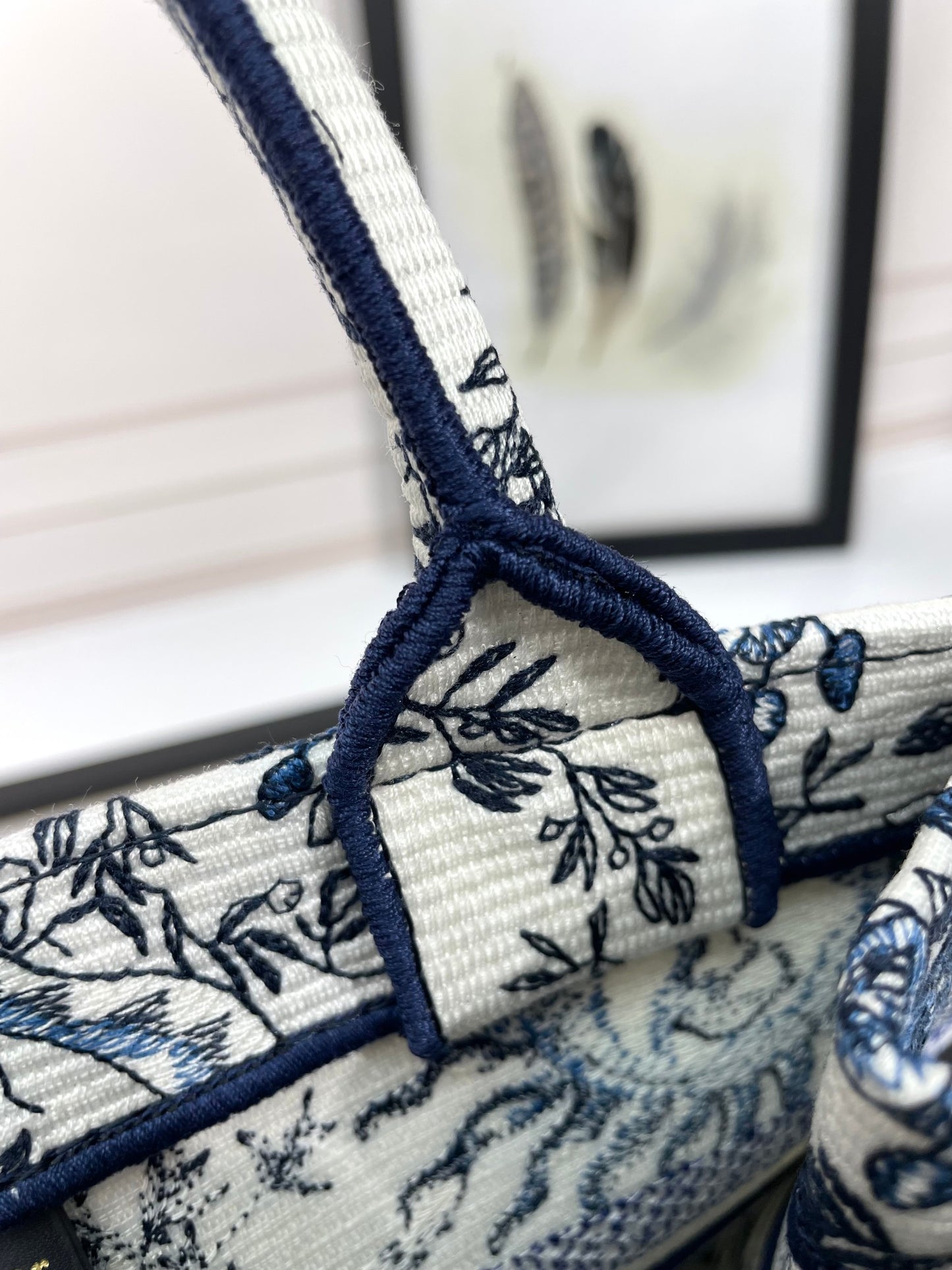 Dior Blue Celestial Sun Embroidered Canvas Tote Handbag