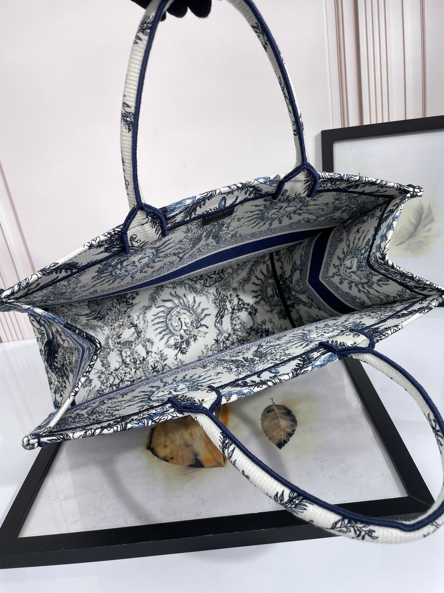 Dior Large Blue and White Celestial Sun Print Canvas Tote Handbag