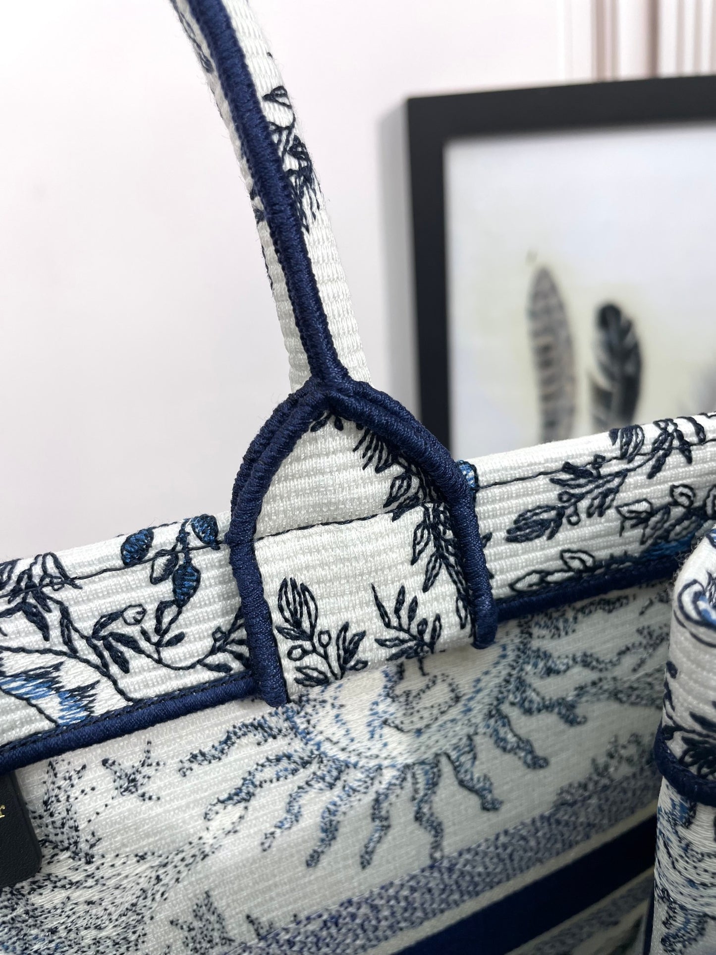 Christian Dior Book Tote Blue Toile de Jouy Soleil Embroidery Bag
